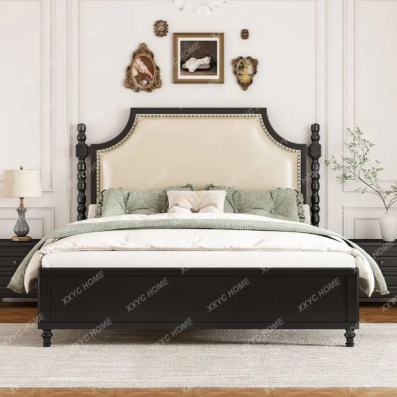 

ML light luxury solid wood bed luxury double bed modern simple bed black princess