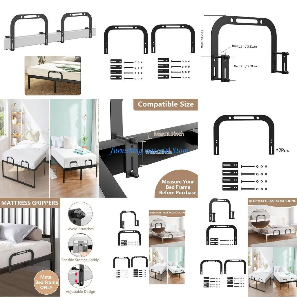 

Y5GD Bed Mattress Anti-Shifts Clamp Adjustable Bed Frame Stabilizer for Mattress