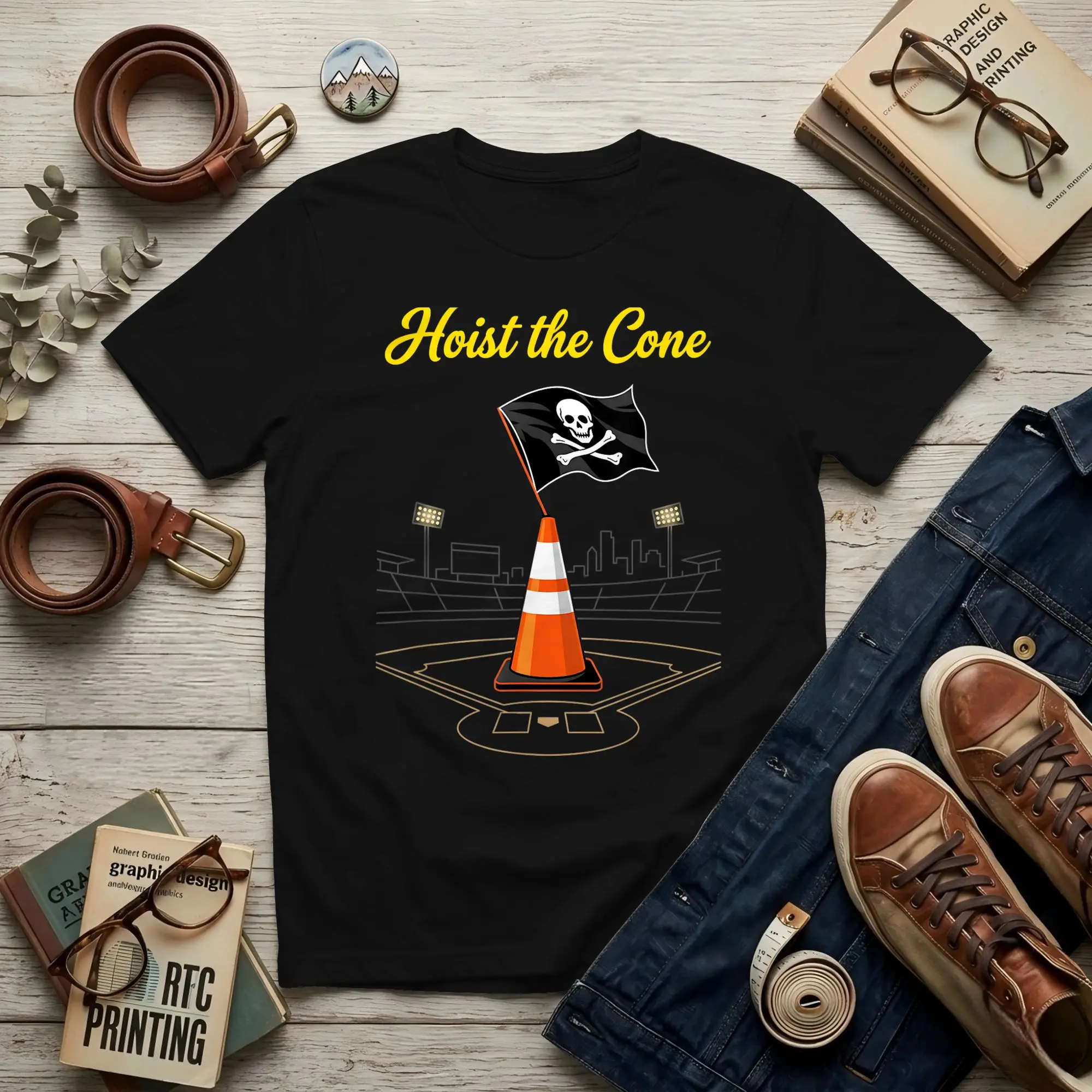 Pittsburgh Hoist The Traffic Cone Hoist Men T Shirts Hoist The Cone Creative Tees Short Sleeve Crewneck 100% Cotton Original