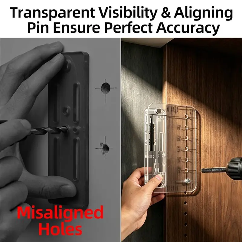 [NEWA08R】 Acrylic Positioning Jig Woodworking Shelf Hole Punch Locator Tool,Fine-Tuning Installation Aid