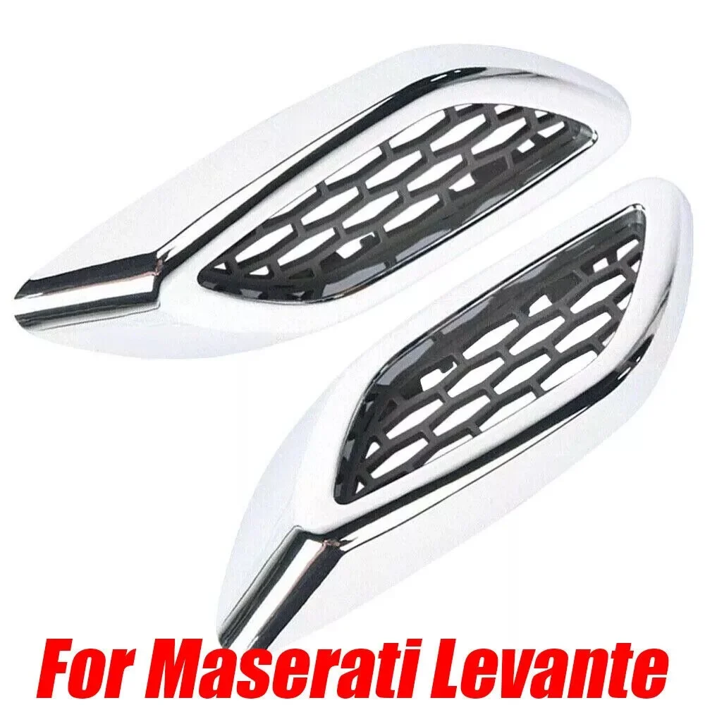 

New 2x Front Chrome Fender Side Air Vent Grille Trim Molding For Maserati Levante