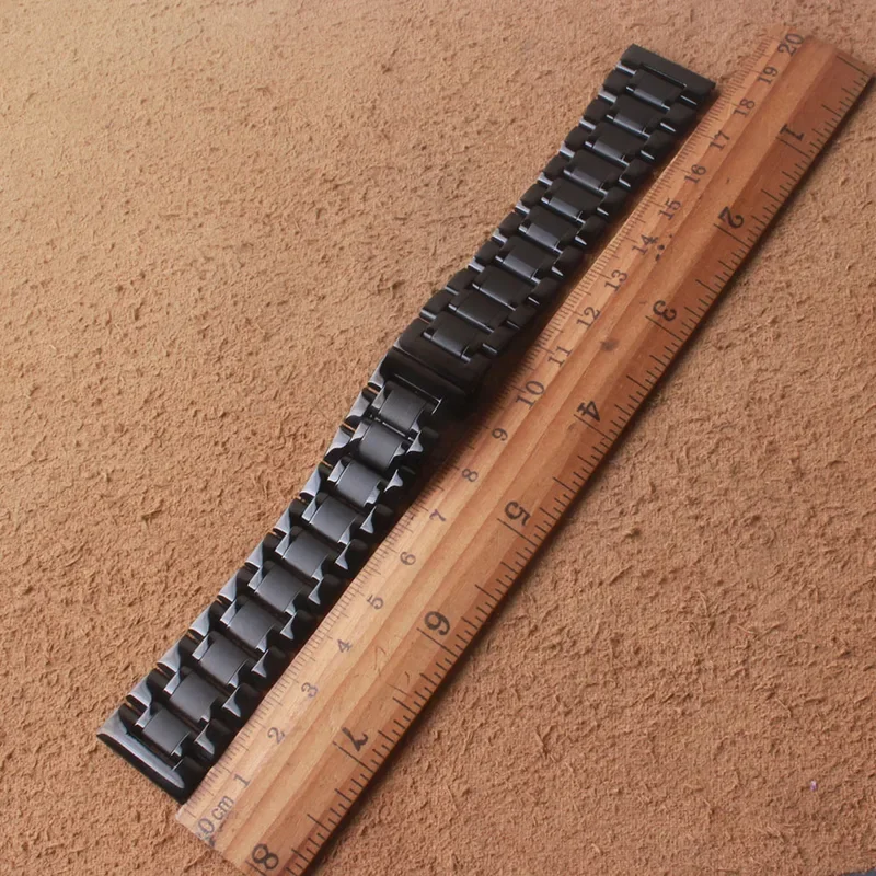 Paski do zegarków ze stali nierdzewnej Czarny 19MM 20MM 21MM 22MM 23MM 24mm Metalowy pasek do zegarka Bransoletka na nadgarstek Solid Link Zakrzywione końce męskie