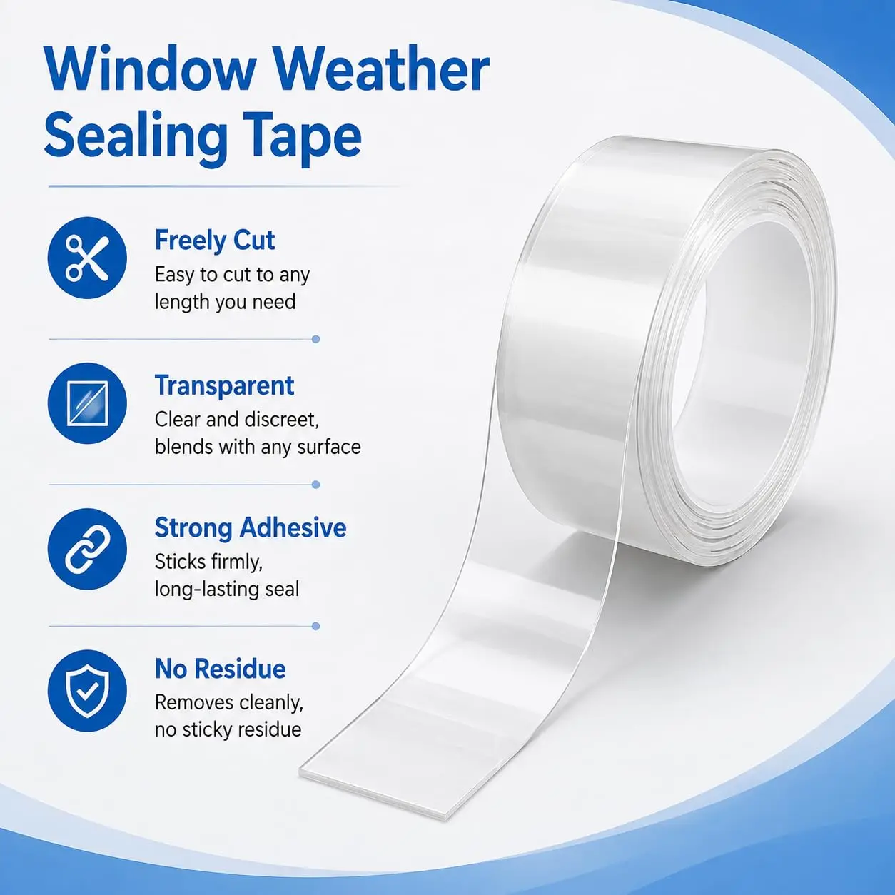 Single sided nano anti mold tape, waterproof, residue free, no damage, suitable for kitchen, sink, door and window gaps