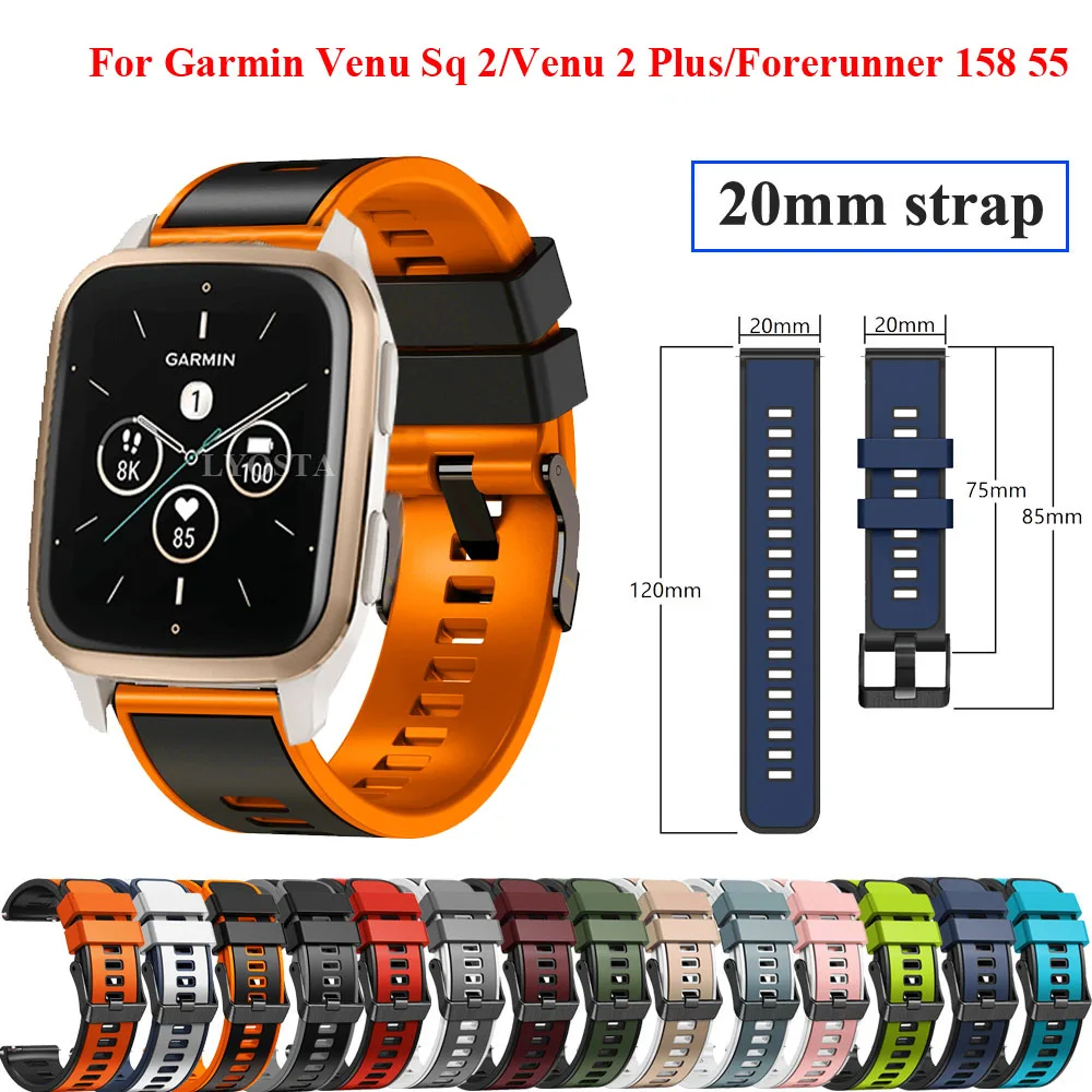 Correa de silicona para reloj Garmin Venu SQ 2, pulsera para reloj inteligente Venu 2 Plus/Vivoactive 3 3t, Forerunner 158 55 245 645