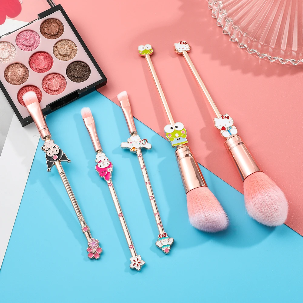 5-piece set of cartoon cute Hello Kitty makeup brushes, Melove eye shadow brushes, holiday gifts for girls makeup beginners