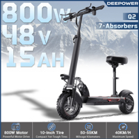 DEEPOWER Q2 800W Powerful Motor Electric Scooter For Adult 48V 15Ah Removable Seat Scooter Long Range Scooter EU Warehouse