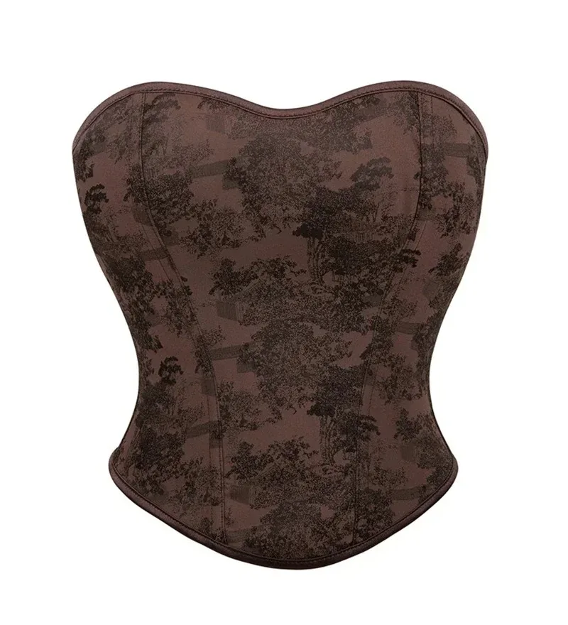 

Women Sexy Corset Crop Top Embroidery Floral Lace-up Bustier Waist Trainer Corselet Vintage Gothic Short Torso Fashion Korset