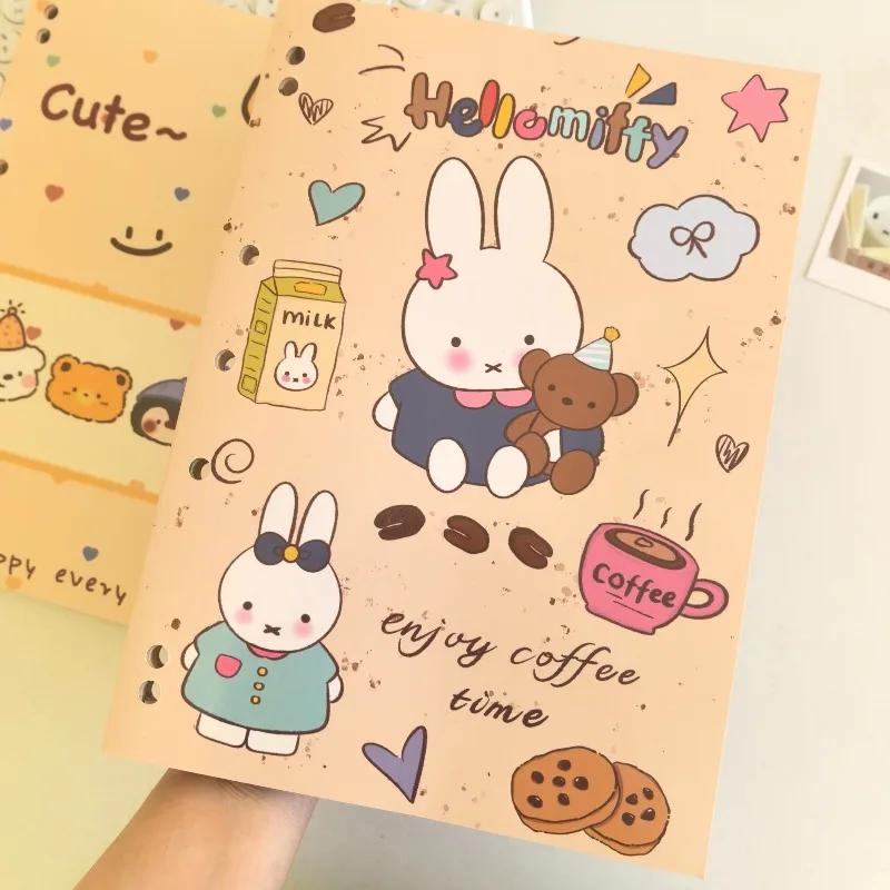Cartoon Kawaii New Style A4 Notebook Full Color Horizontal Line Notepad Portable Tearable Can Be Stapled Simple Good Looks Miffy