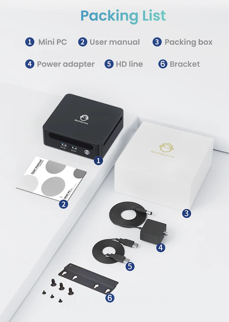GenMachine كمبيوتر صغير AMD Ryzen 7 5700U 5800U وحدة المعالجة المركزية دعم ويندوز 11Pro DDR4 WiFi6 الكمبيوتر سطح المكتب مكتب كمبيوتر ألعاب