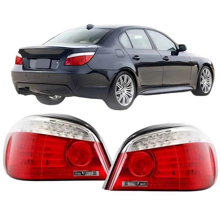 

OE Facelift Style Red/Clear LED Tail Lights for 04-10 E60 5 SERIES 4D SEDAN