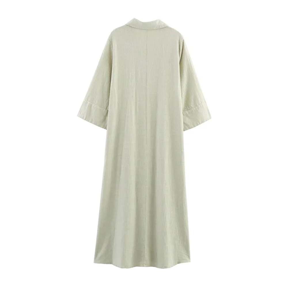 ชุดเดรสสไตล์เสื้อเชิ้ตผู้หญิง ตกแต่งด้วยกระดุมปก สำหรับฤดูใบไม้ผลิและฤดูร้อน เสื้อผ้าลำลองสำหรับผู้หญิง