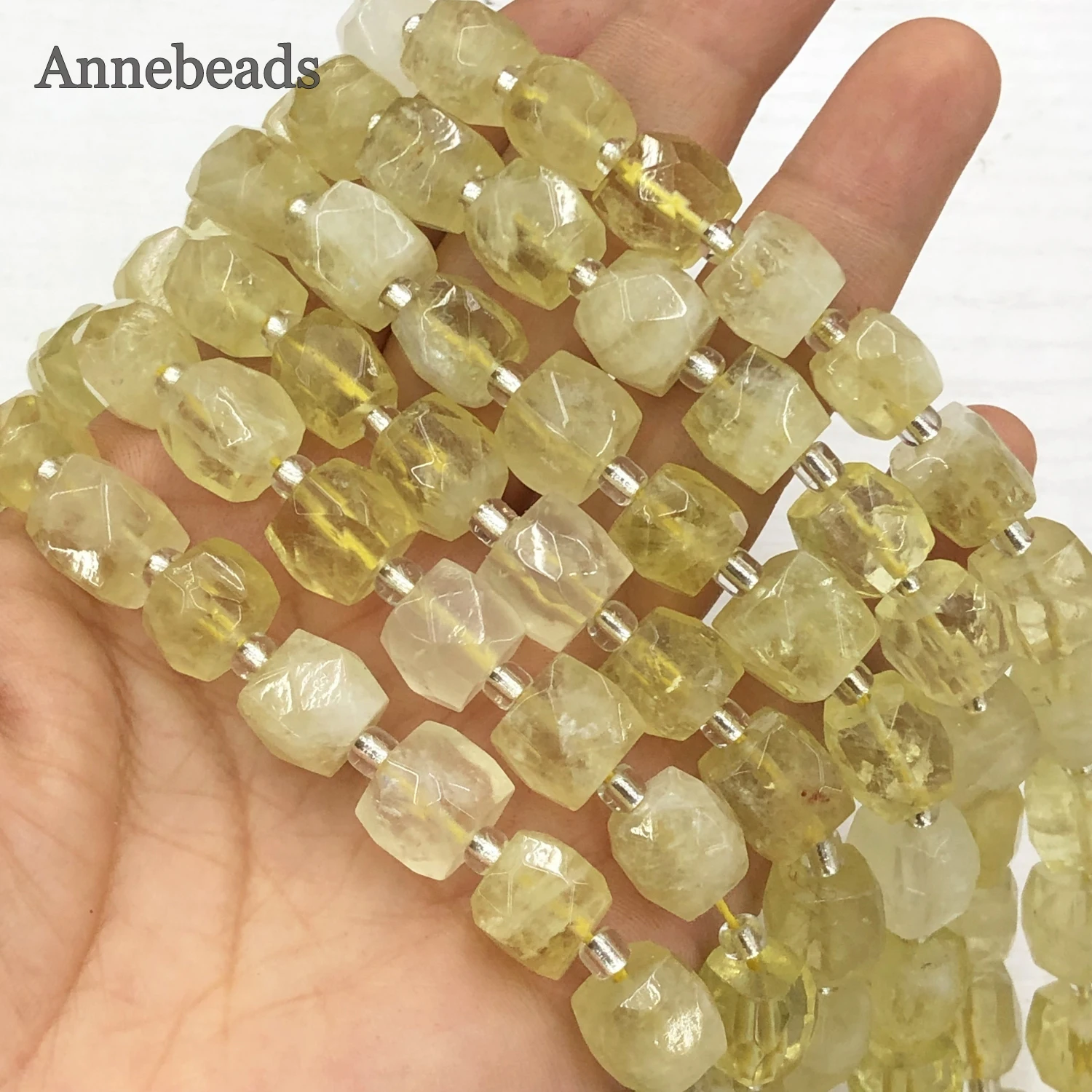 Natural Cube Faceted Lemon Yellow Quartzs Loose Square Crystal Beads For Jewelry Making Diy Minerals Bracelet Accessorise