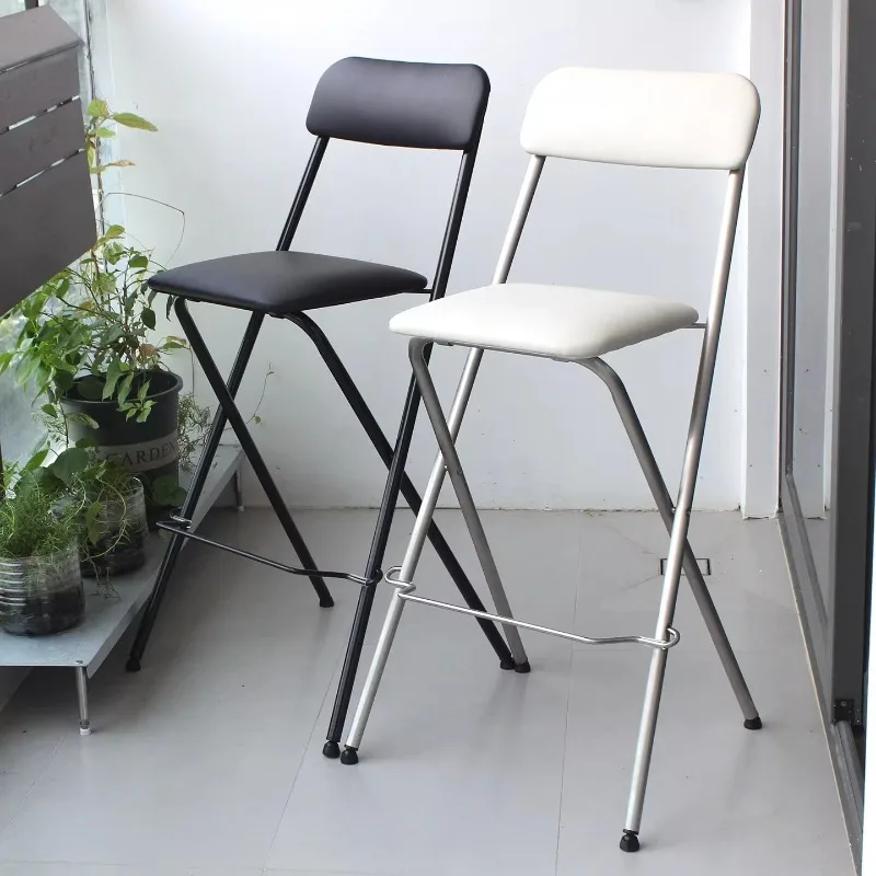 

Складной барный стул со спинкой, сиденье с мягкой обивкой из искусственной кожи, минималистичный современный дизайн, компактное сиденье для домашнего бара