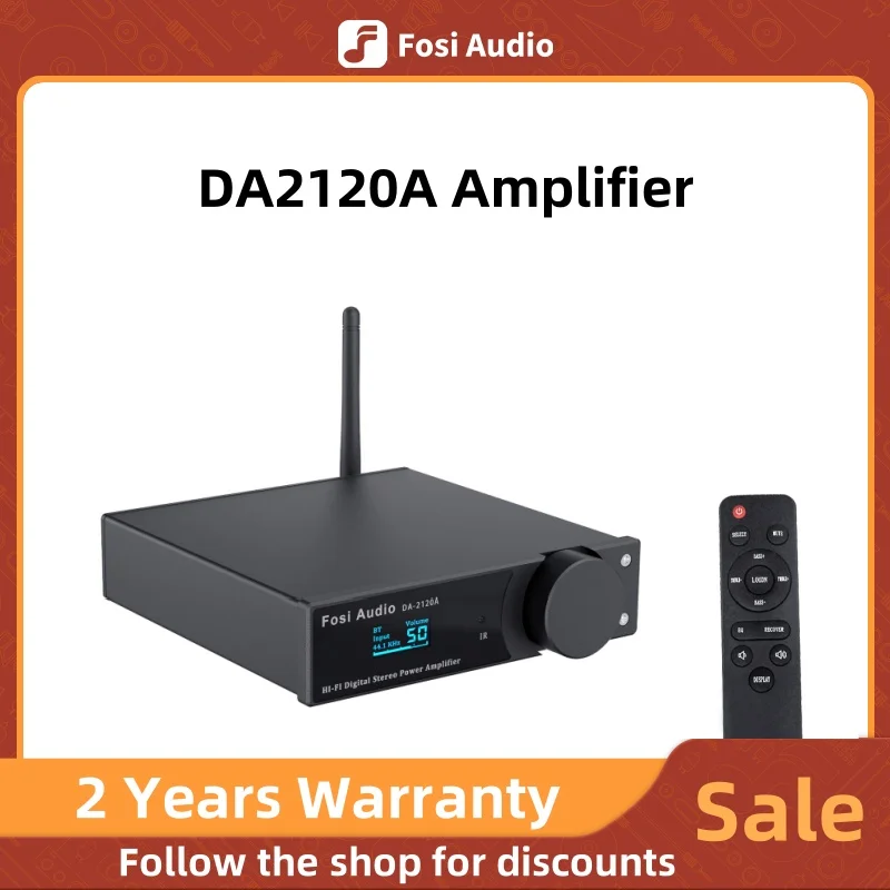 Fosi Audio DA2120A Bluetooth Amplifier Stereo Audio Wireless DAC Amp Hifi Class D Power Amp 50W x2 Speakers & Active Subwoofer