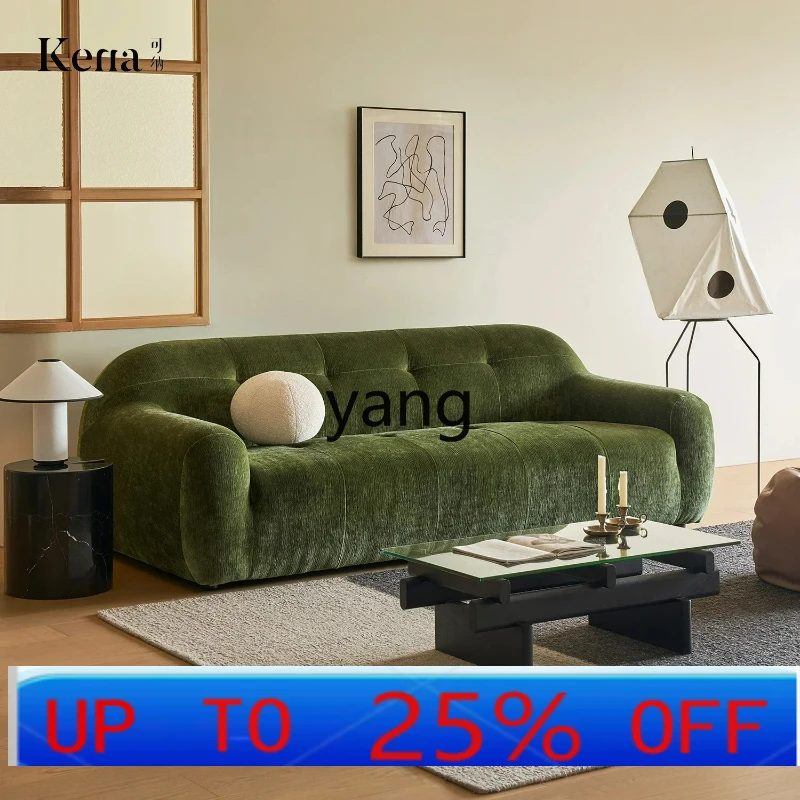 

LTT fabric sofa retro green living room pearlescent satin velvet straight row three people