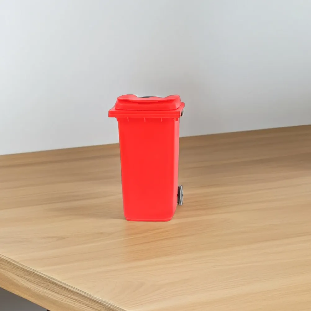 3Pcs Modern Mini Desktop Organizer Tiny Garbage Bin with Cover and Pencil Holder Compact Stationery Storage for Office School