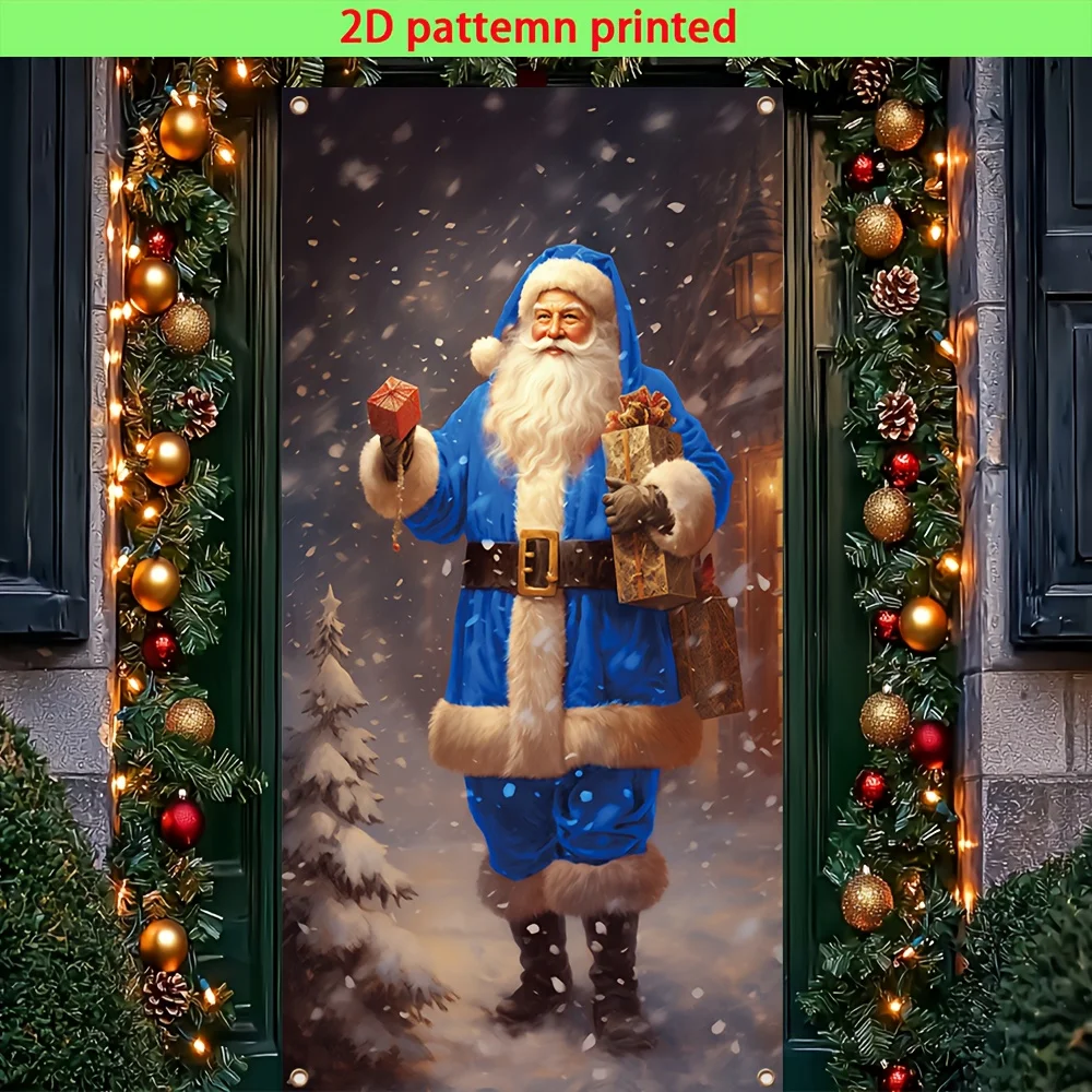 لافتة ثنائية الأبعاد قطعة واحدة، غطاء باب ونافذة لحفلة عيد الميلاد، نمط سانتا كلوز هدية الثلج، دعائم هدايا الحفلات والزينة #2