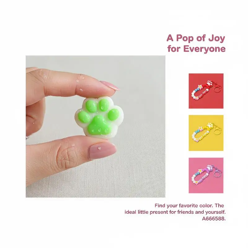 @*Cat Claw Stress Relief Squeeze Toy Ice Transparent Mini Keychain Cute Soft Pinch Toy for Bag Decor Kids Small Gift