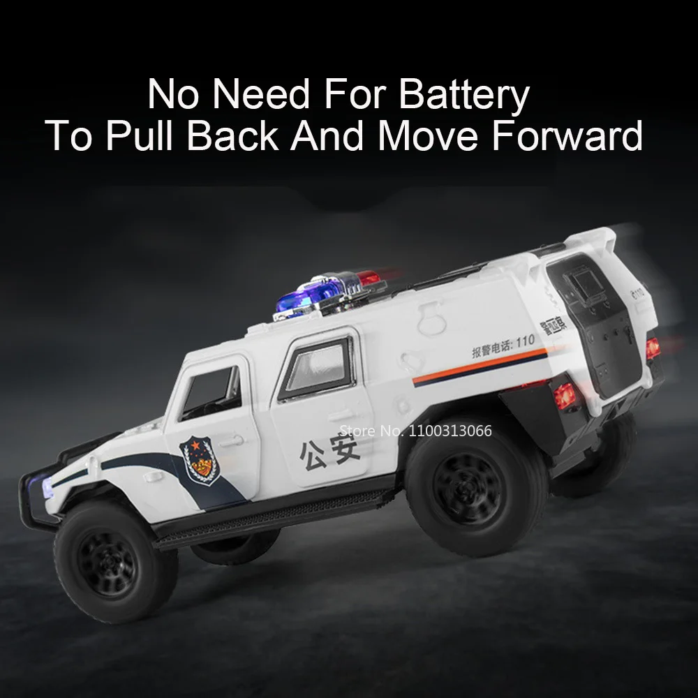 1:32 Dongfeng Brave Warrior Toy Model Cars Metal Diecast Doors Opened Sound Light Pull Back Simulation Vehicles for Boys Gifts