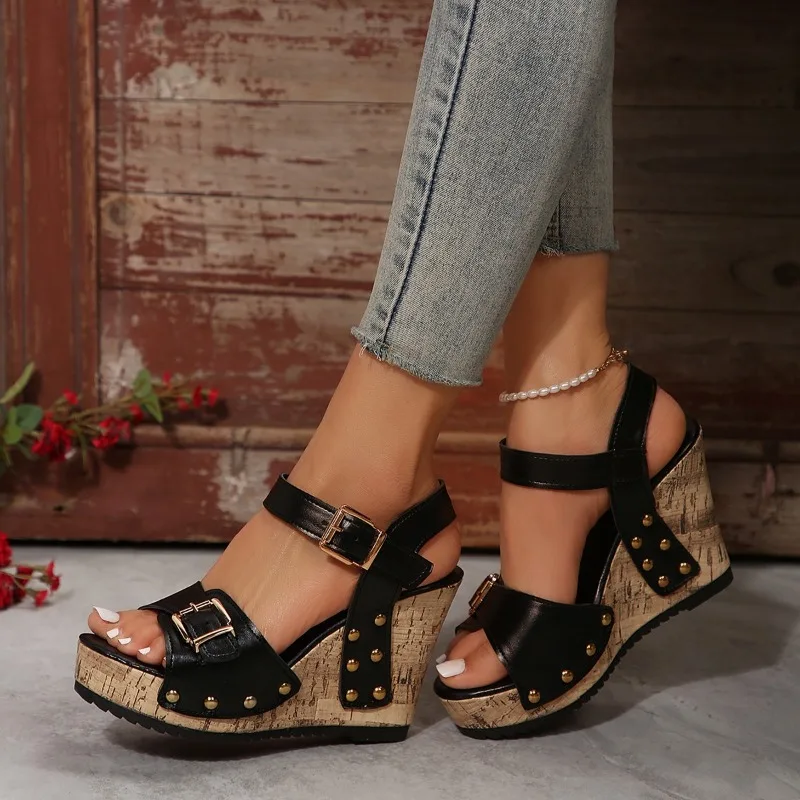 Spring Summer Round Toe Open Toe Platform Trifle Sole Heigh…