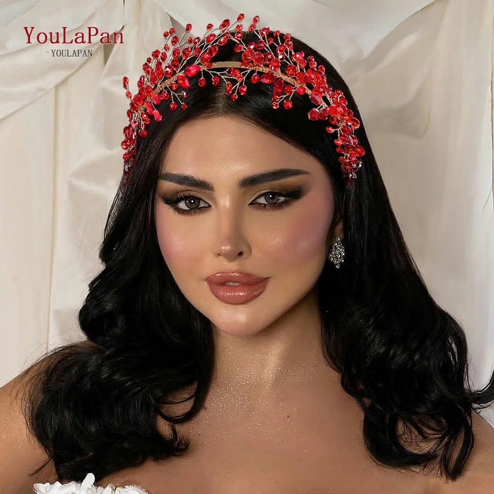 

YouLaPan Crystal Crown Rhinestone Hair Hoop Wedding Bride Hairbands Bridal Tiara Banquet Headband Vintage Hair Accessories HP911