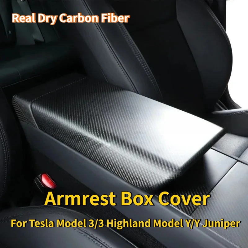 

Armrest Box Cover for Tesla Model 3 Highland Model Y Juniper 2025 Real Carbon Fiber 3K 240G Handmade Central Armrest Box Shell