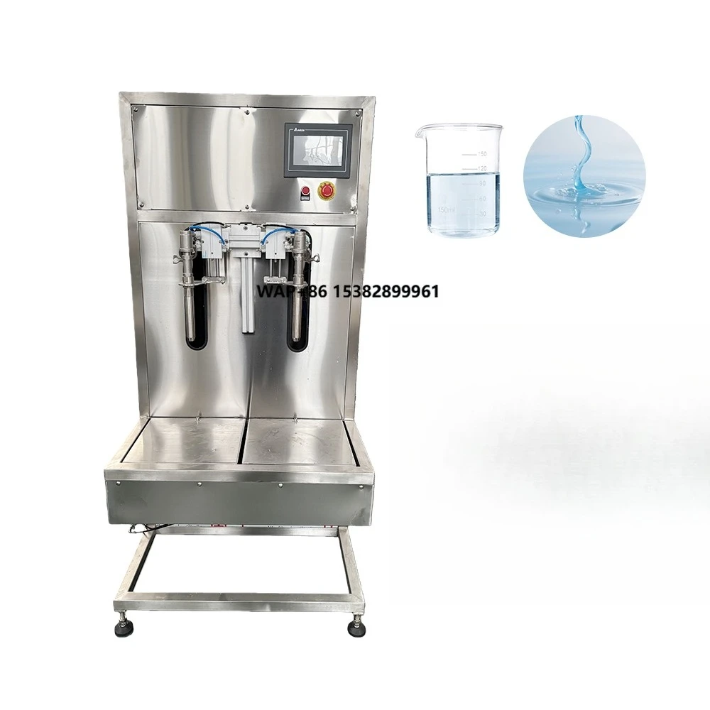 2 Heads Semi Automatic Liquid Filling Machine with Motor PLC Food Grade Stainless Steel 200 BPH Gear Pump for Bottle Oil Filling
