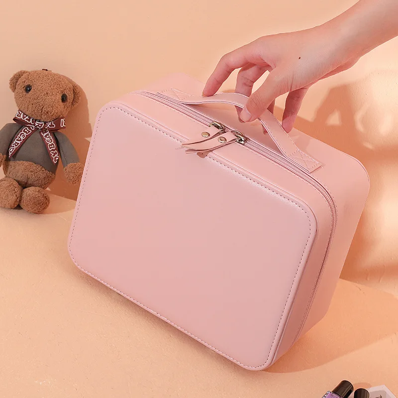 PU Leather Women Cosmetic Storage Box Travel Toiletry Storage Organize Handbag Waterproof Female Portable Makeup Case