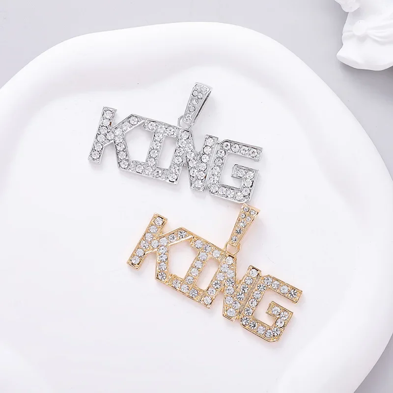 

Hip-Hop KING Letter Pendant Necklace - Small Alloy Chain, Trendy Urban Jewelry for Men, Stylish Unisex Accessory