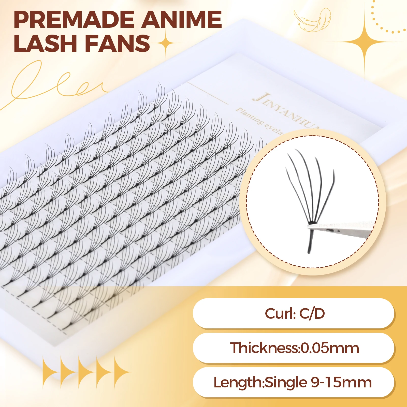 Estensioni delle ciglia a forma di W 5D Ventole di volume preconfezionate Ciglia 9-15mm Ciglia Anime Spire Cluster individuale Ali a forma di V Trucco Lash