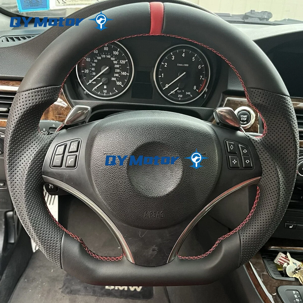 

Full Leather Car Steering Wheel For BMW M3 E89 E90 2005-2012 E91 2006-2012 E92 E93 2007-2012 Red