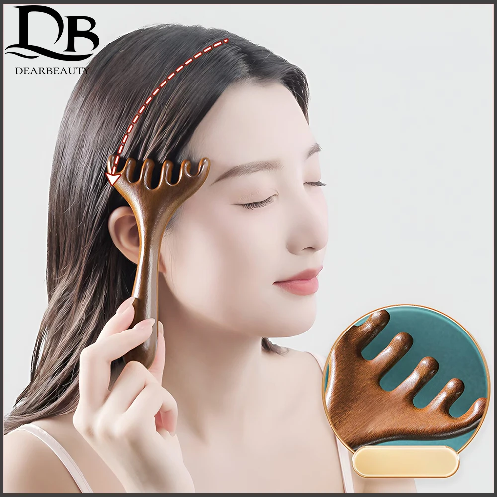 Six-Claw Massage Comb Deer Antler Scraping Whole Body Promote Blood Circulation Natural Sandalwood Nourish Improve Hair Health