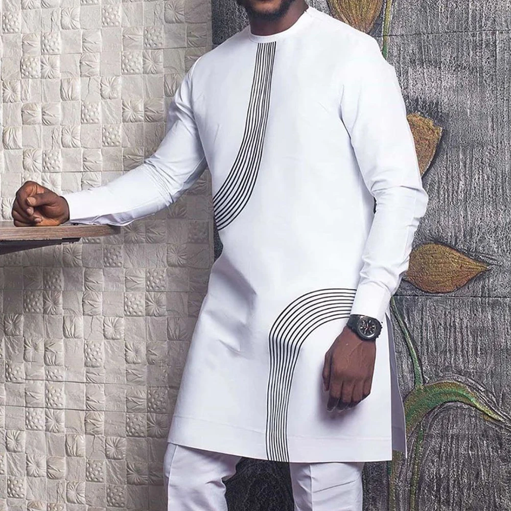Ethnic Style African Tribal Chieftain Totem Printing Business Casual Gentleman Slim Lapel Comfortable Men\'s Top Shirt