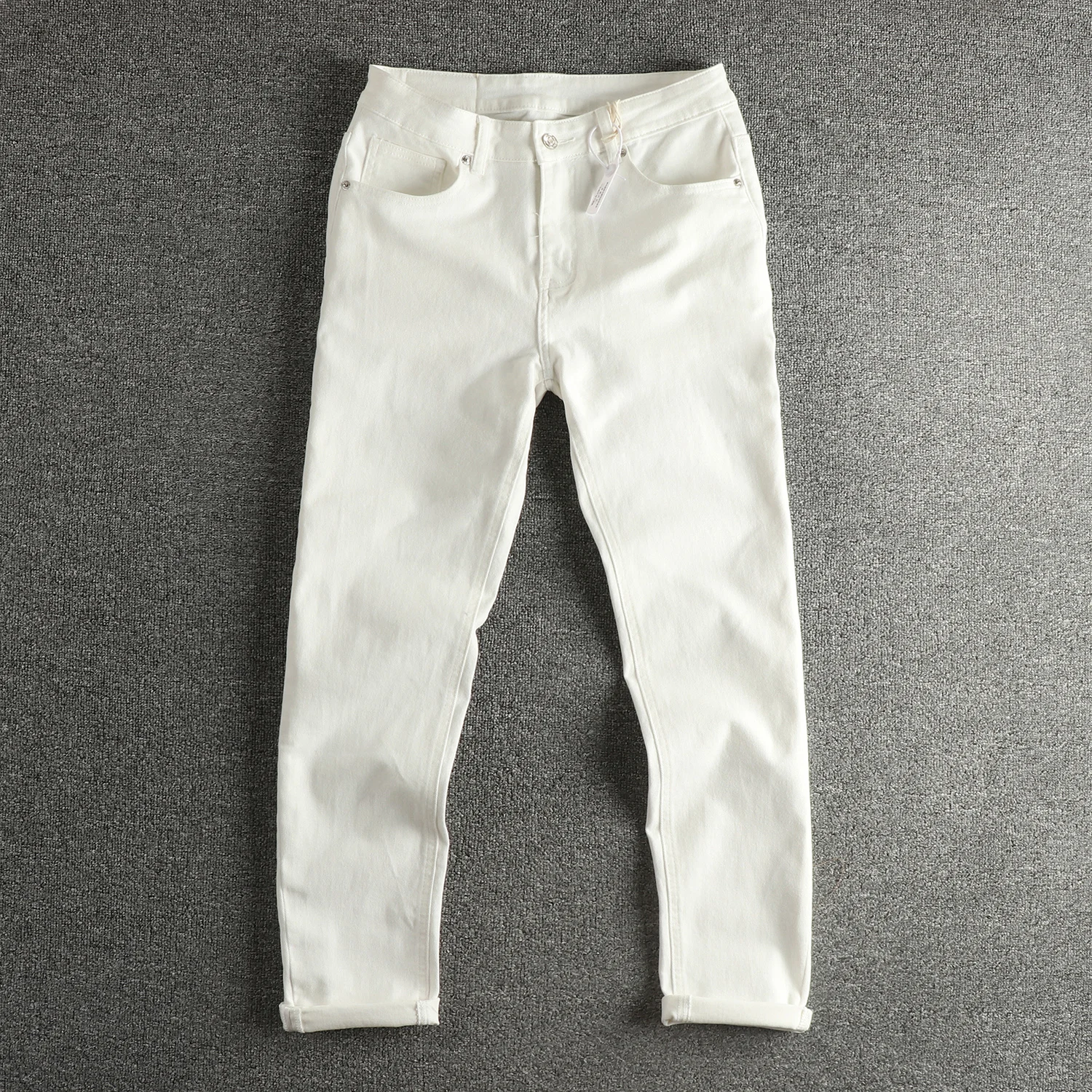 

2220. Весна-Осень. Минималистичный стиль. Американский тренд. Белые обычные прямые джинсовые джинсы. Мужские эластичные брюки High Street Fashion.