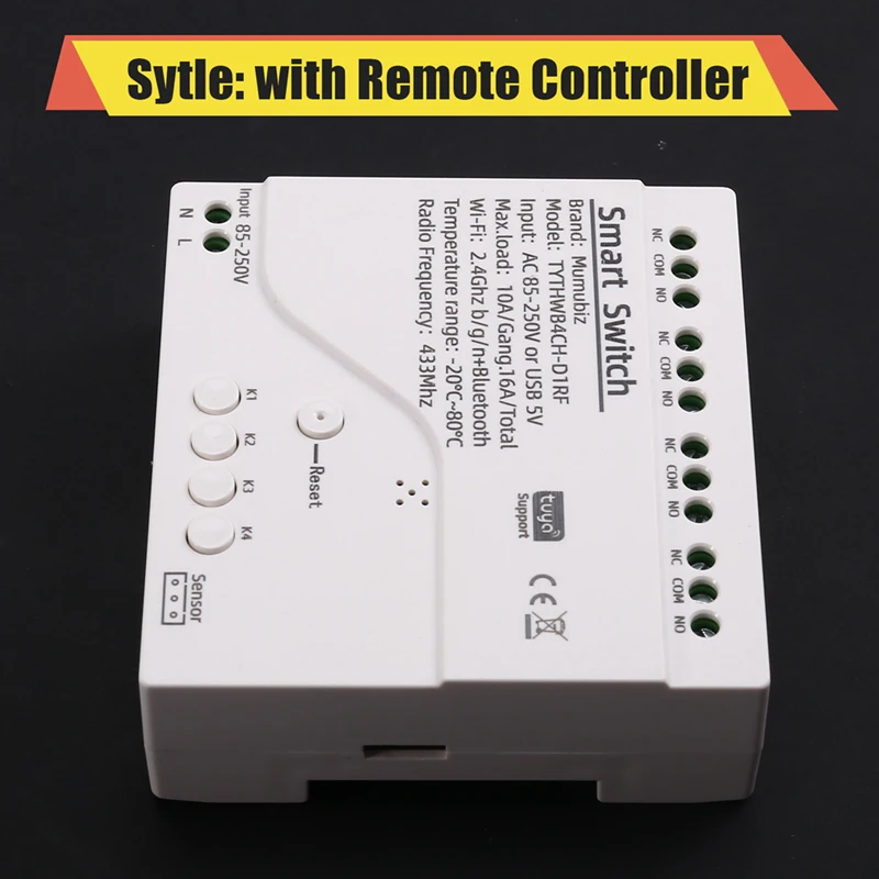 Tuya Wifi Smart Switch Temperature Sensor Monitor AC 85-250V Wireless Smart Switch With RF Remote Controller