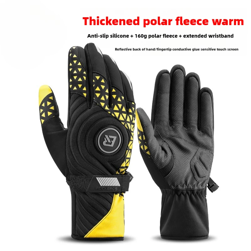 Motorcycle Gloves Men and Women Wintertime Electric Vehicle Gloves Warm Windproof Long Finger Touch Screen Cold Protection Warm