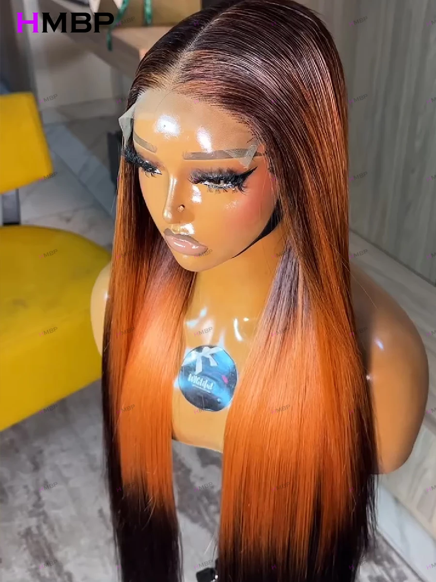 Highlights Long Straight 13x6 HD Transparent Lace Frontal Wigs Human Hair Ginger Bone Straight 13x4 Lace Frontal Wig Human Hair - Image 2