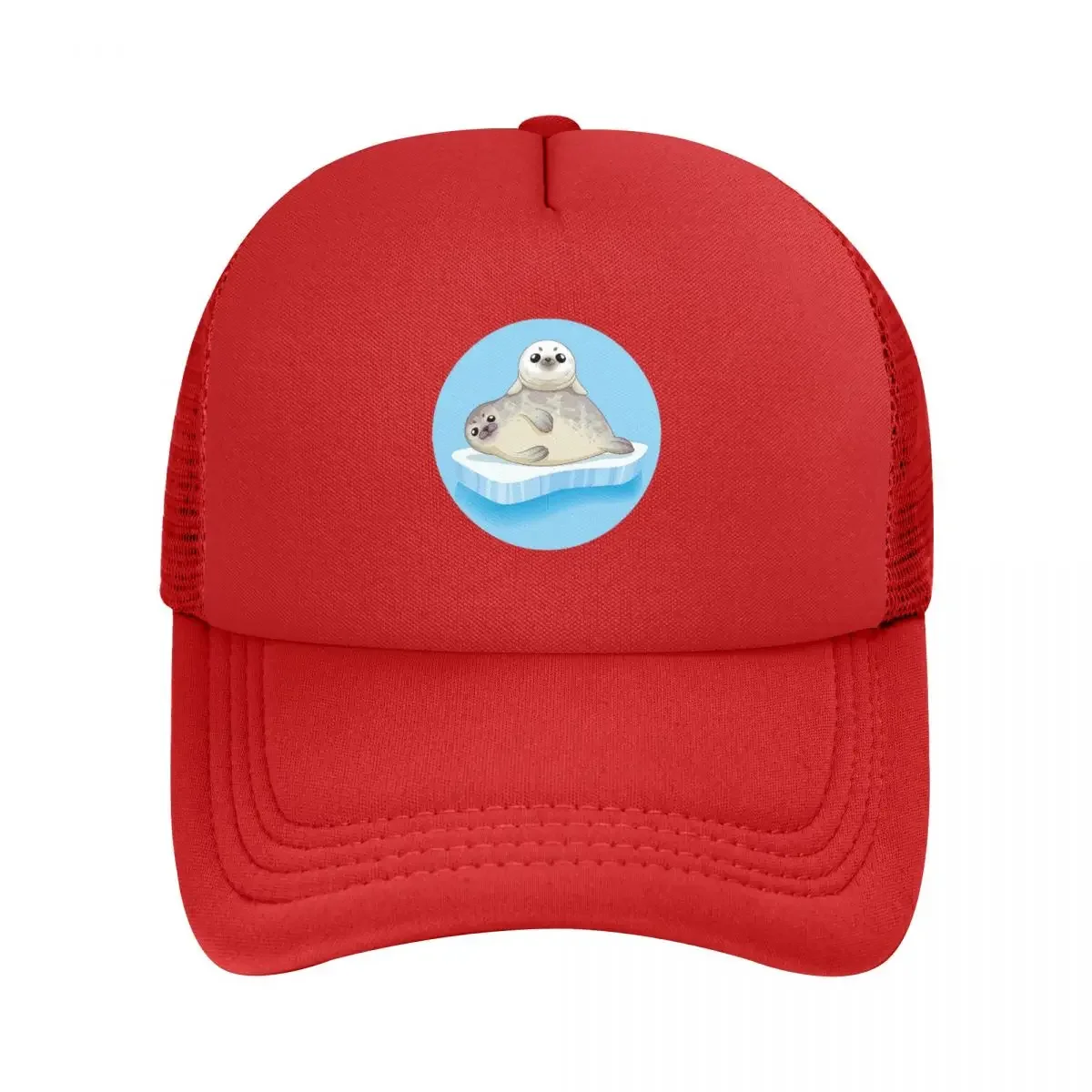 Cute Seals Family Cartoon Character Mesh Baseball Caps Snapback Fashion Baseball Hats Breathable Casual Casquette Outdoor Unisex