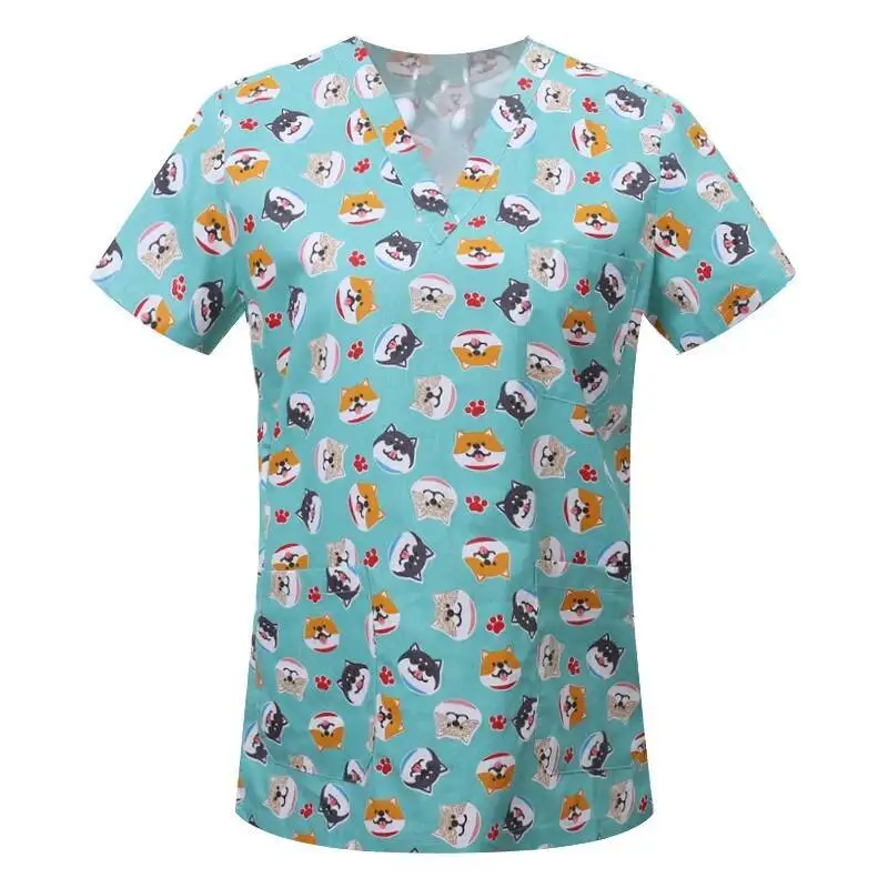 S-XXL Hundesalon Arzt Arbeitskleidung 100 % Baumwolle Arbeitskleidung Männer und Frauen Uniformen Großhandel Druck Scrubs Tops/Shirts