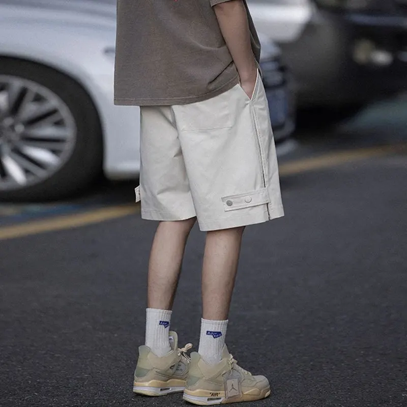 Men's Japanese Inspired Casual Button Front Shorts Functional Versatile for Summer Outdoor Wear Trendy Retro Style Lightweight