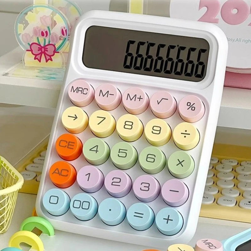 1PC New Kawaii Calculator Cartoon Candy Colour Silent Mechanical Keyboard Desktop Financial and Accounting Learning Calculator