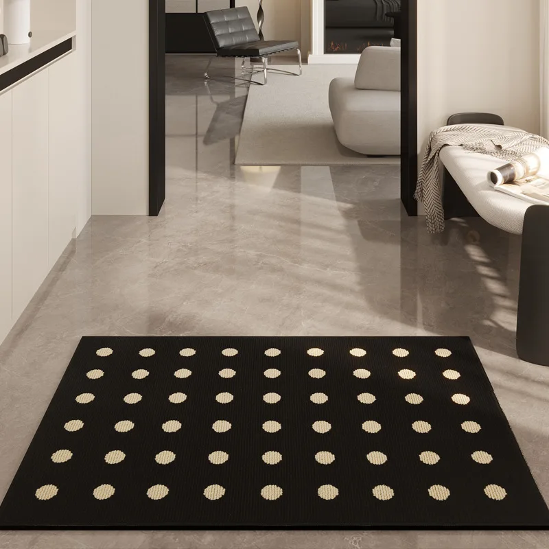 Chic Poka Dots Doormat Bedroom Mat Geometric Living Area Kitchen Carpet Pad Anti-slip Rug Black White Home Room Tidy Decor