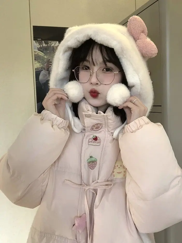 

Korea Cotton Clothes Winter Coat Hooded Parkas Sweet Embroidered Jacket Women Clothes Abrigos Para Mujer