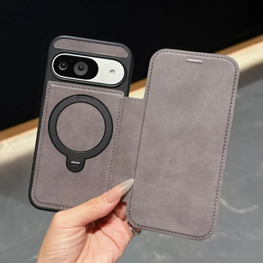 

Flip Leather Case For Google Pixel 9A 9 10 Pro XLProtective Shell Magnetic Wireless Charge Holder Back Cover