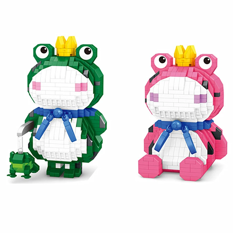 Divertenti blocchi di costruzione di Micro-particelle muslimy Cute Cartoon Frog ornamenti assemblati giocattoli educativi