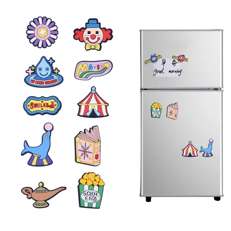 Creative Cartoon PVC Fridge Magnets Circus Clown Magnetic Toys Toddler Souvenir Refrigerator Magnets Home Decor Magnetic Sticker