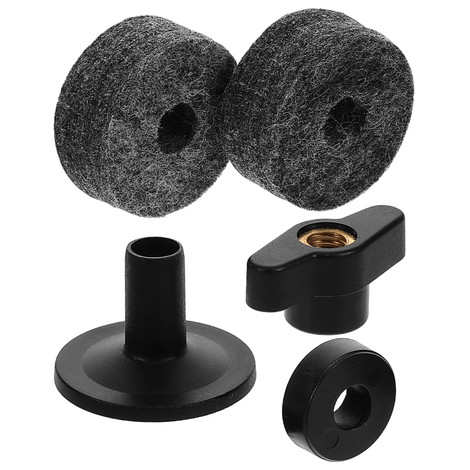 

Комплект аксессуаров для крепления тарелок ударных инструментов: прочные пластиковые войлочные прокладки, разделительные винтовые шайбы, устойчивые детали для стойки тарелок для барабанной установки