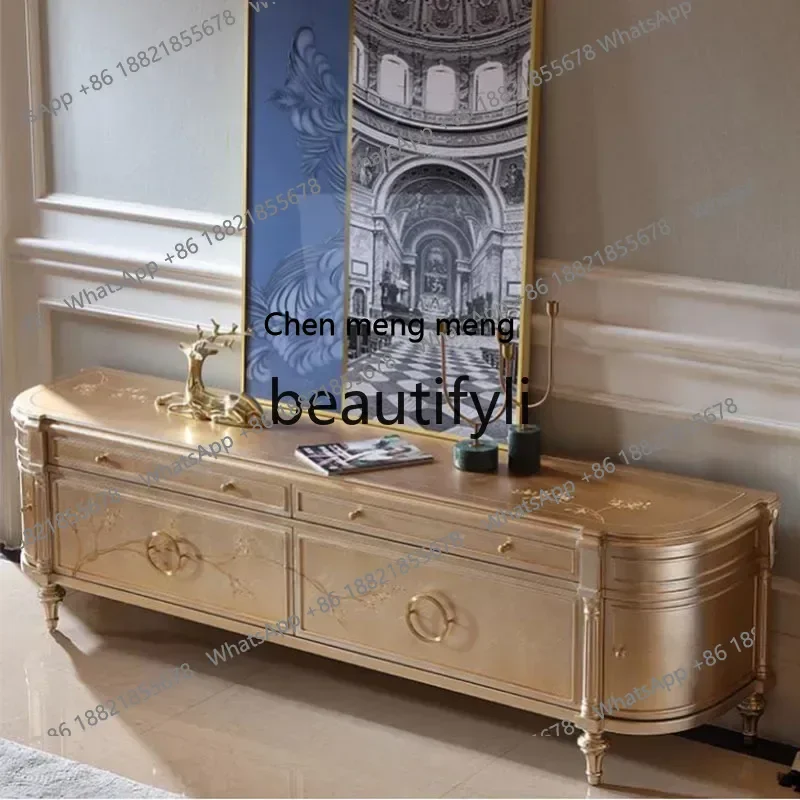 

D178 French gold foil TV cabinet European solid wood high-end living room sofa video cabinet Neoclassical