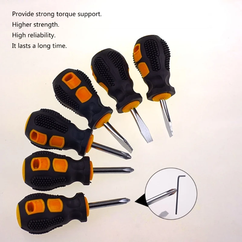 2PCS Short Handle Screwdriver Set Mini Portable Radish Head Flat Automotive Manual Dropshipping