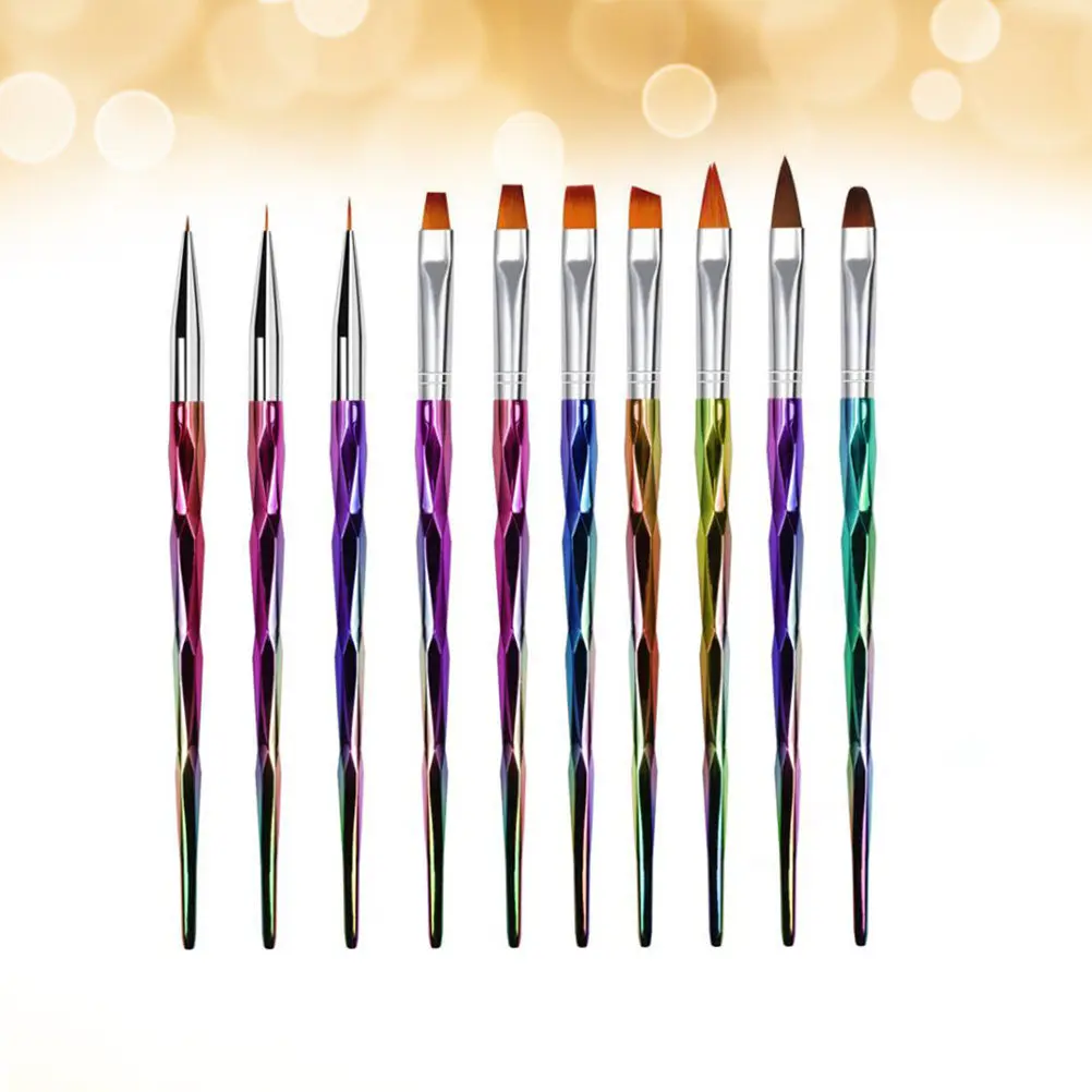

Набор из 10 кистей-ручек для нейл-арта с гальваническим покрытием, уникальная ручка, профессиональные инструменты для маникюра и росписи ногтей